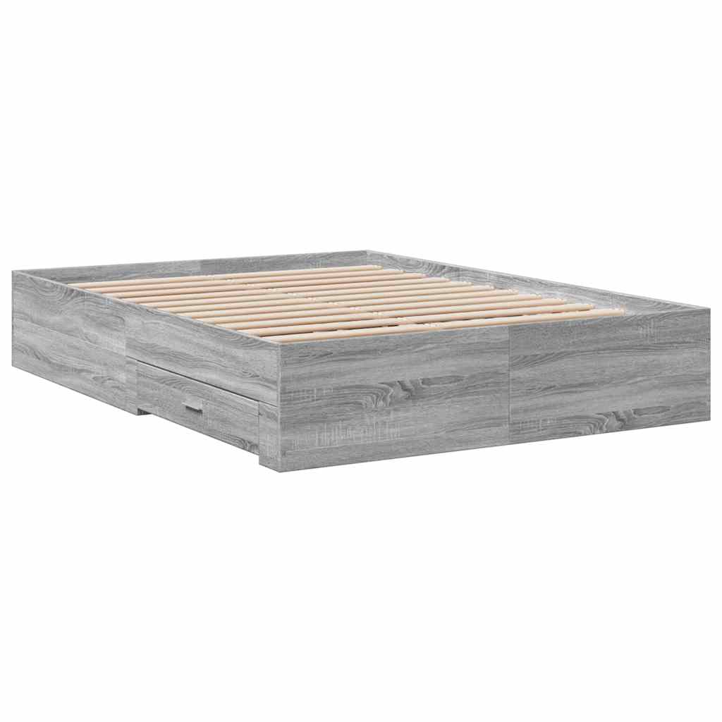 Okvir za krevet s ladicama boja sivog hrasta 120x190 cm drveni