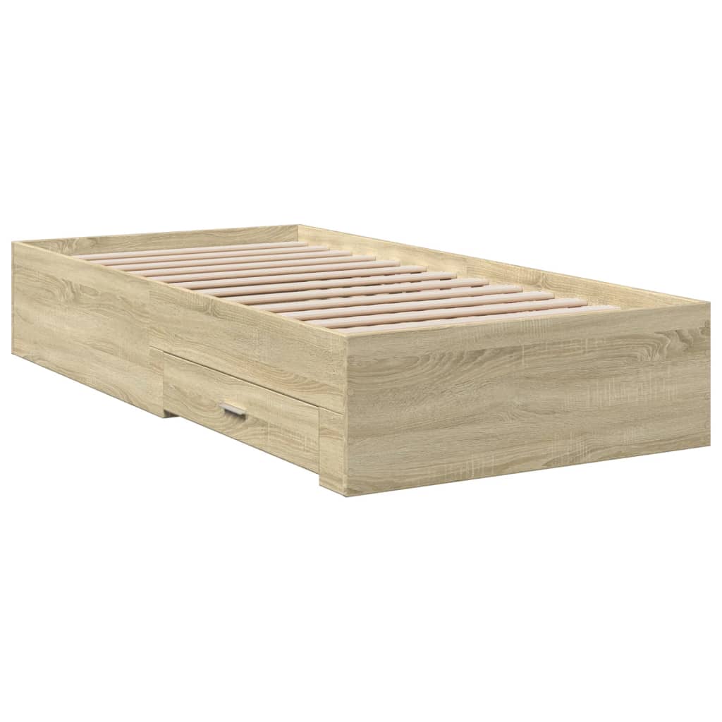 Okvir za krevet s ladicama boja hrasta 90x200 cm
