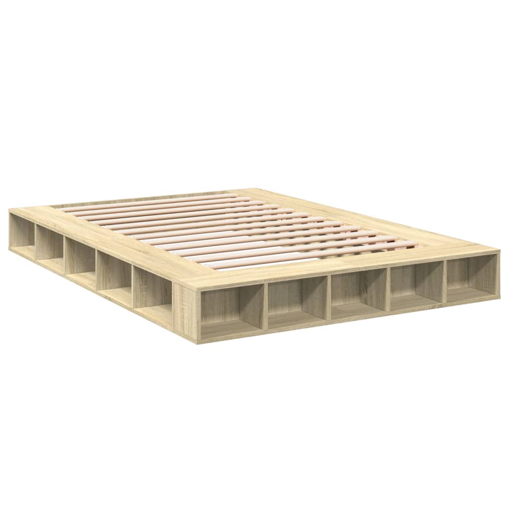 Okvir za krevet boja hrasta 140 x 200 cm konstruirano drvo