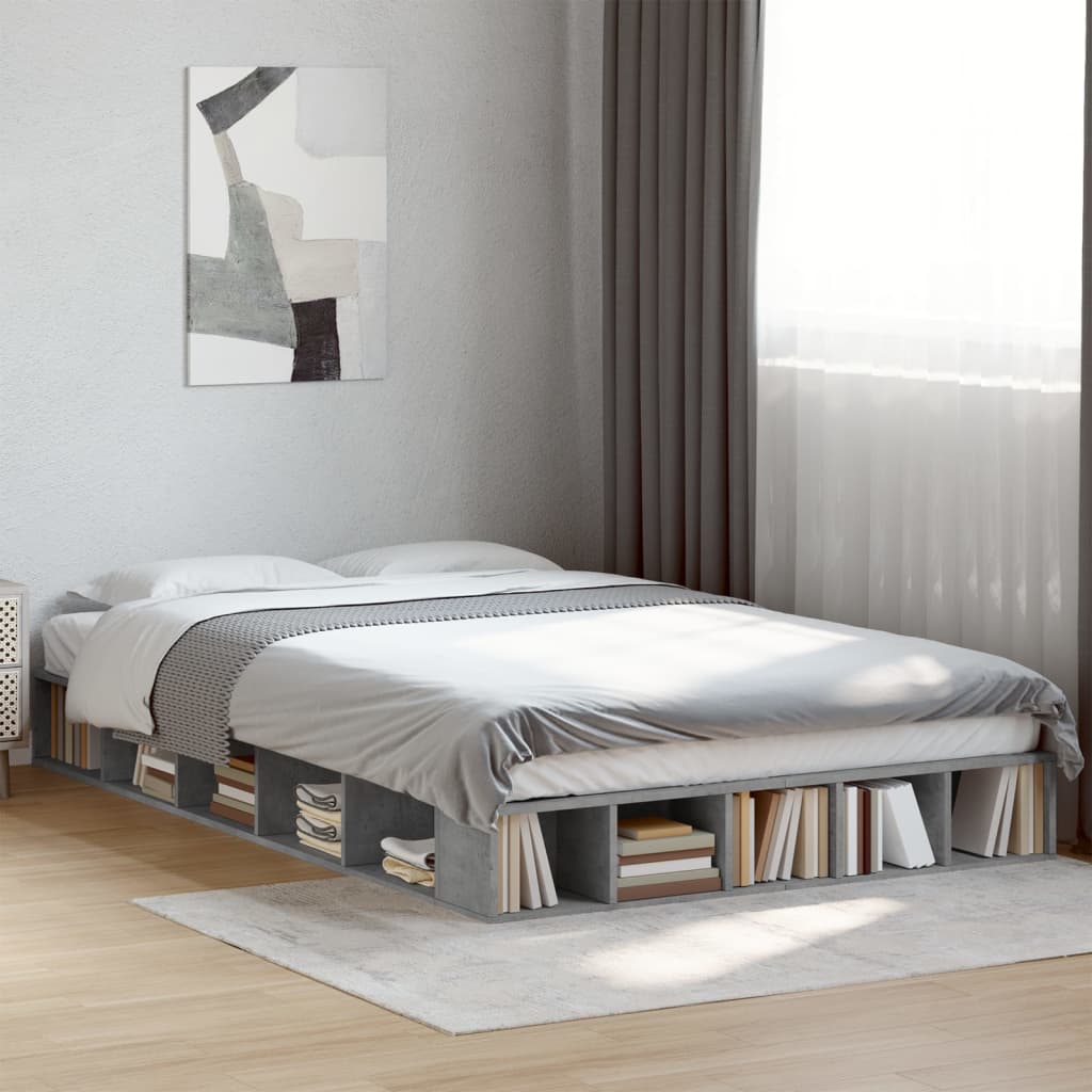Okvir kreveta boja betona 135 x 190 cm od konstruiranog drva