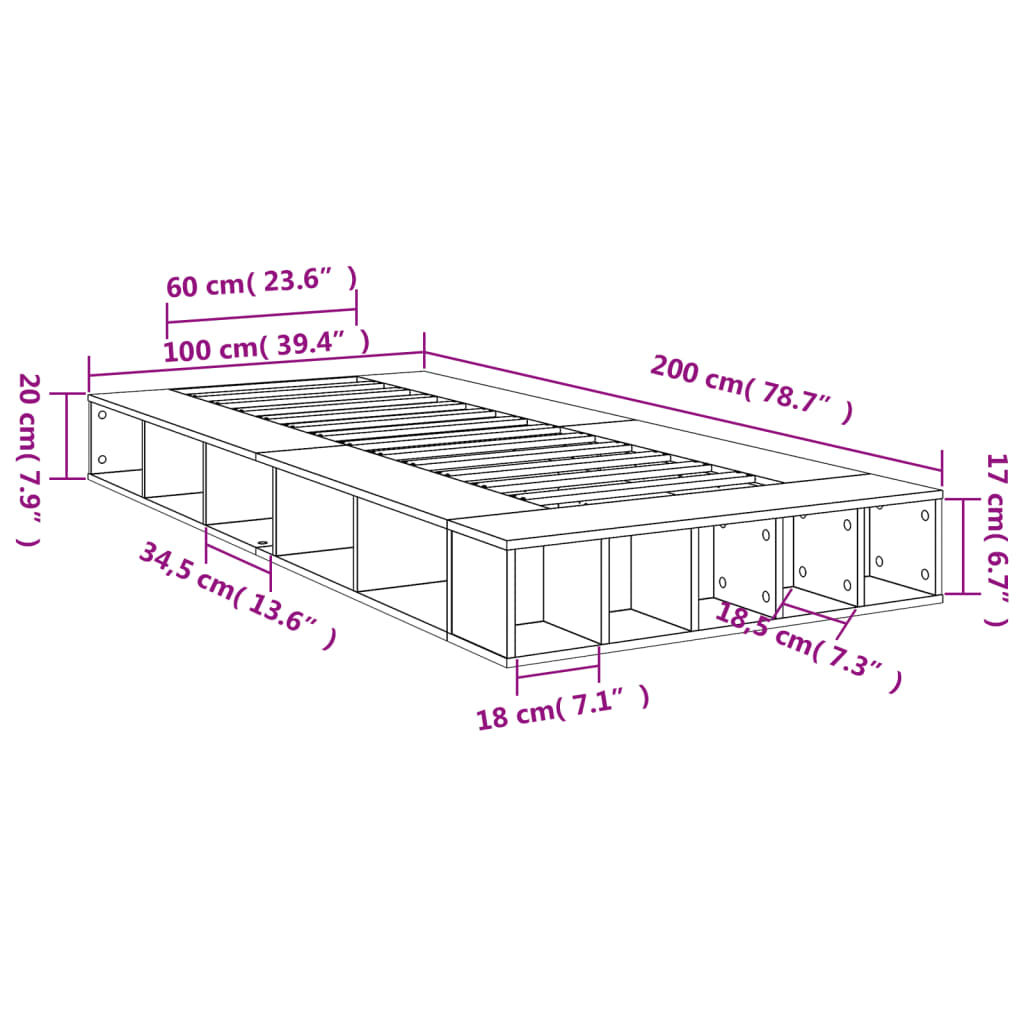 Okvir za krevet smeđi hrast 100 x 200 cm konstruirano drvo