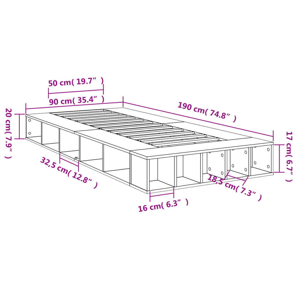 Okvir za krevet bijeli 90x190 cm konstruirano drvo