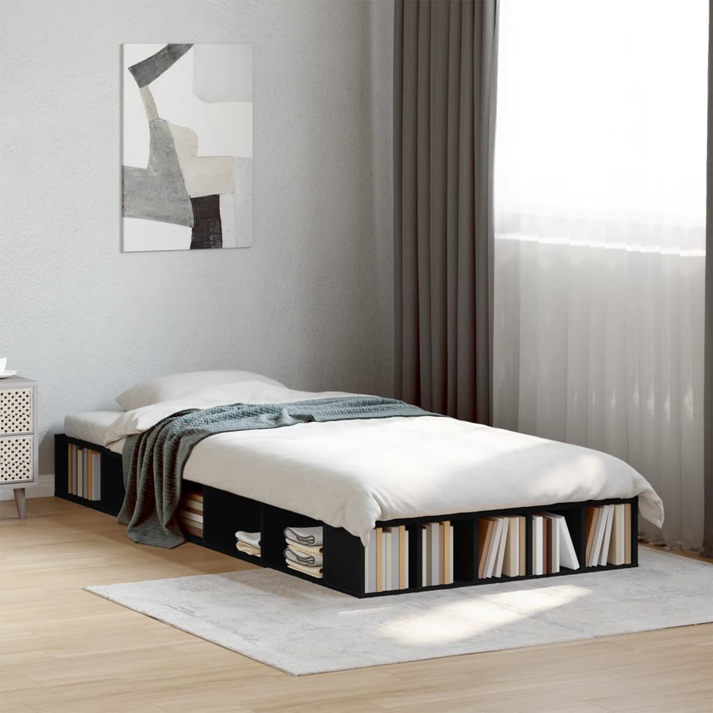 Okvir za krevet crni 90 x 190 cm od konstruiranog drva