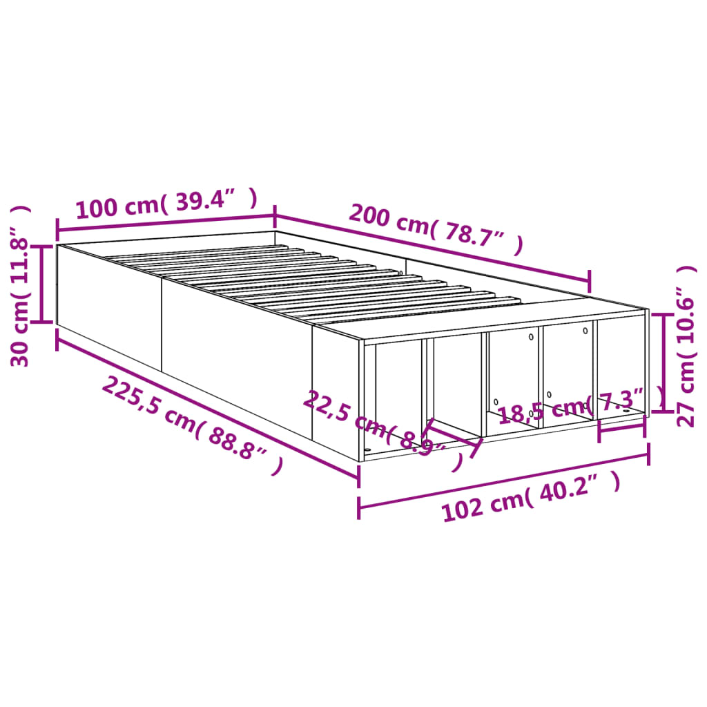 Okvir za krevet boja hrasta 120 x 200 cm konstruirano drvo