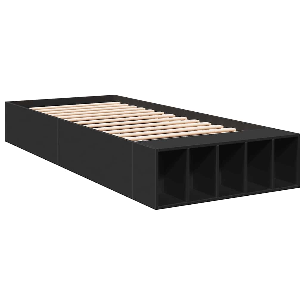 Okvir za krevet crni 75 x 190 cm od konstruiranog drva