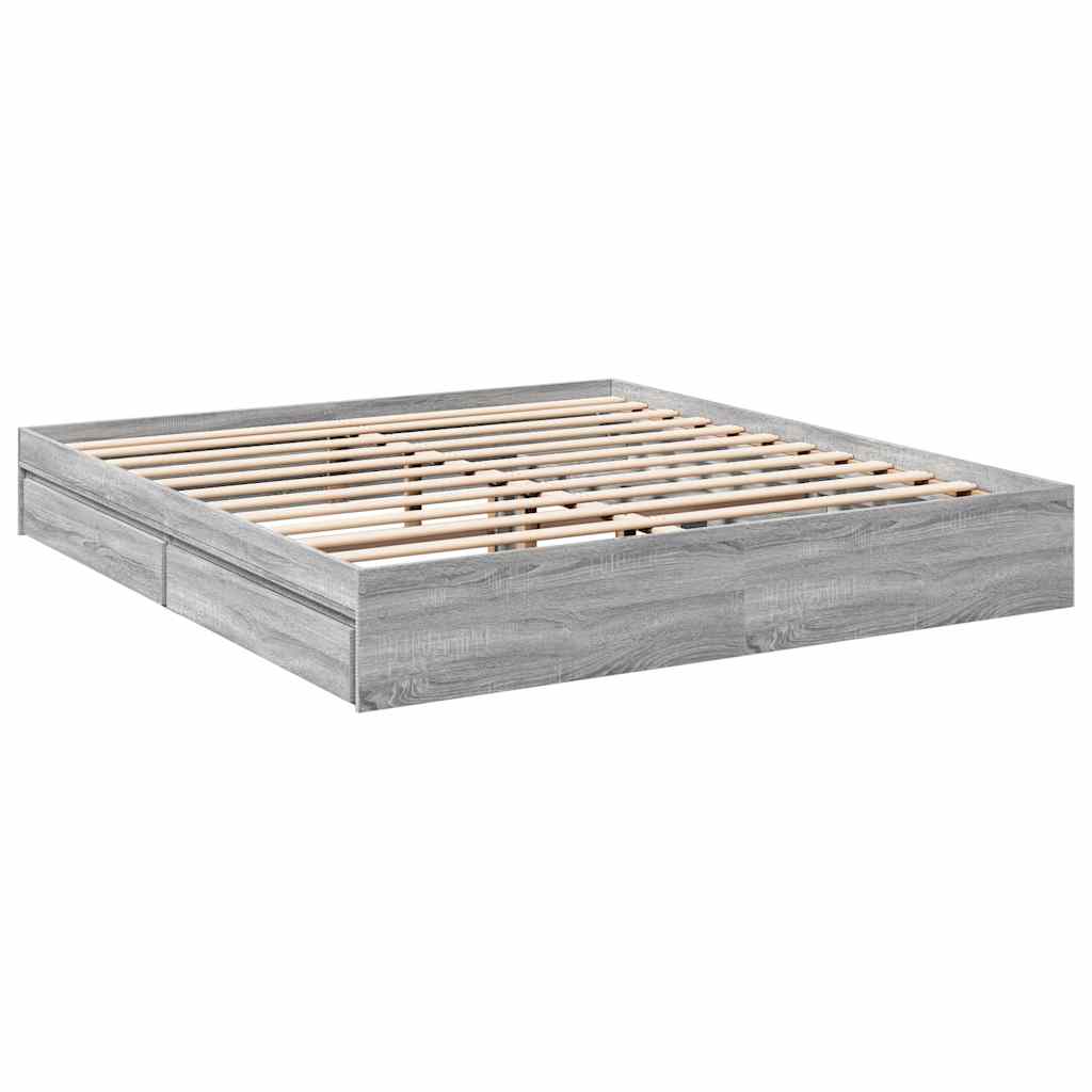 Okvir za krevet s ladicama boja hrasta 180x200 cm