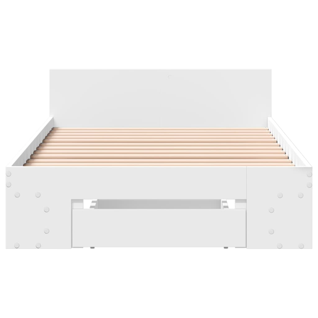 Okvir za krevet s ladicom bijeli 100x200 cm konstruirano drvo