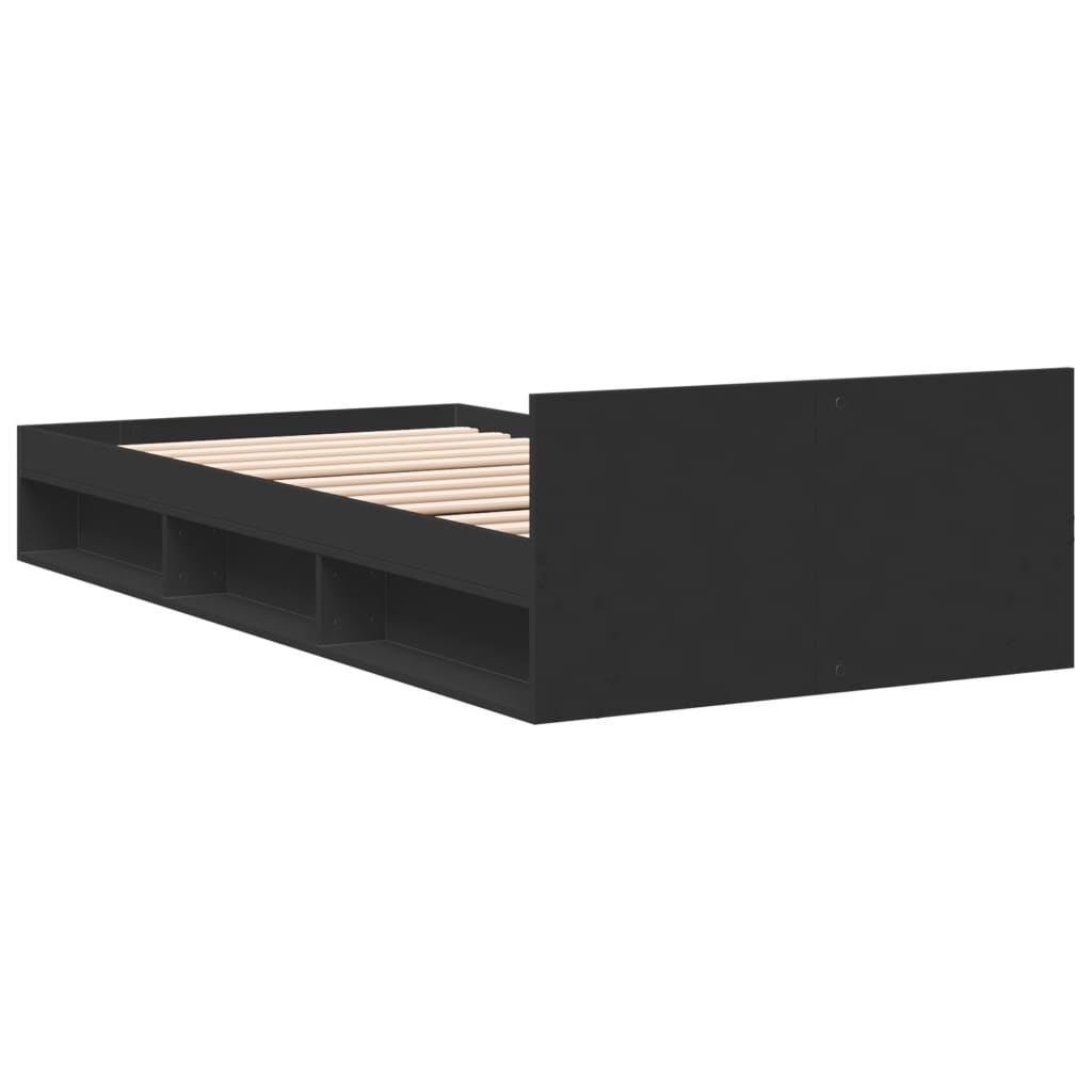 Okvir za krevet s ladicom crni 100x200 cm konstruirano drvo