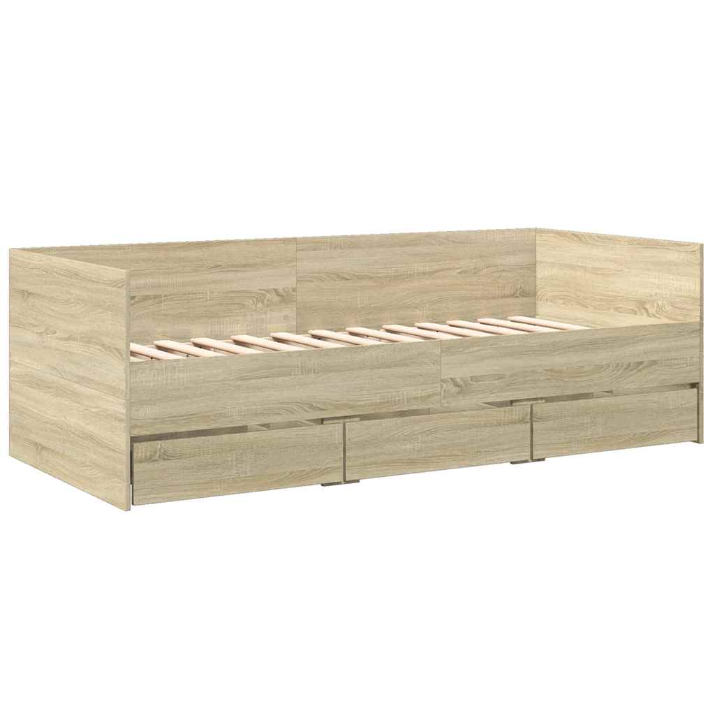 Dnevni krevet s ladicama bez madraca boja hrasta 100x200 cm