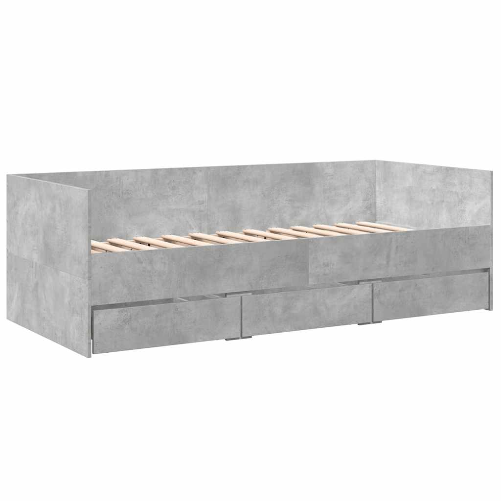 Dnevni krevet s ladicama bez madraca siva boja betona 100x200cm
