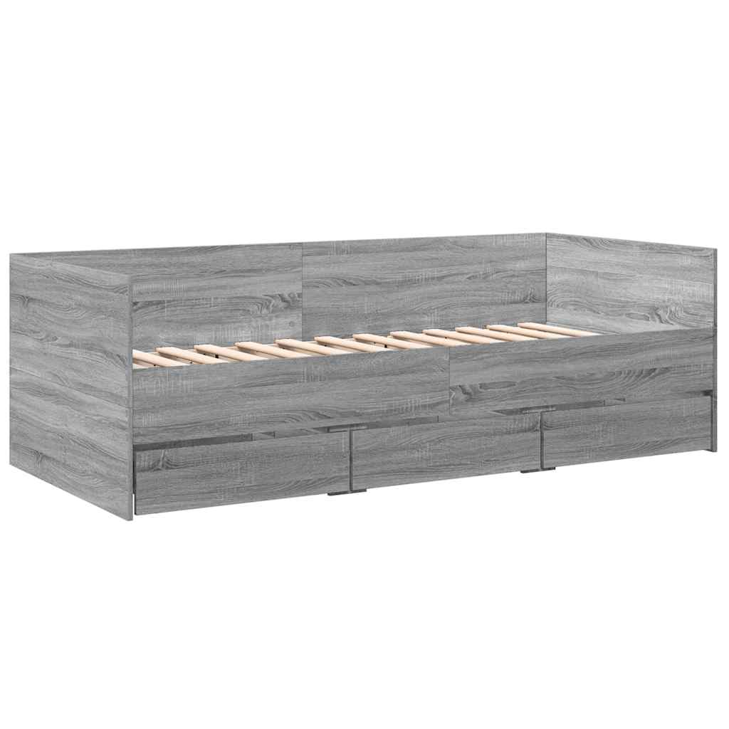 Dnevni krevet s ladicama bez madraca siva boja hrasta 100x200cm