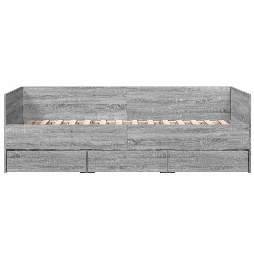 Dnevni krevet s ladicama bez madraca siva boja hrasta 100x200cm