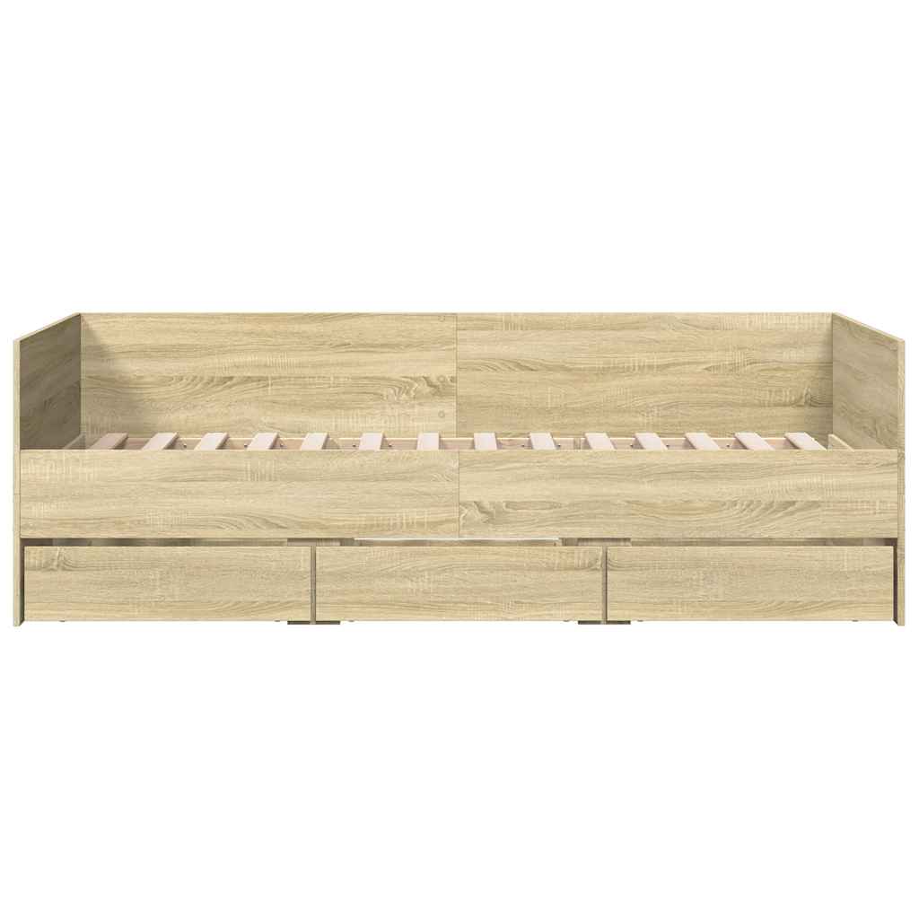 Dnevni krevet s ladicama bez madraca boja hrasta 90x200 cm