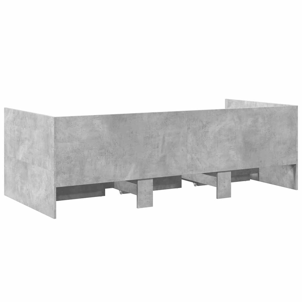 Dnevni krevet s ladicama bez madraca siva boja betona 90x200 cm