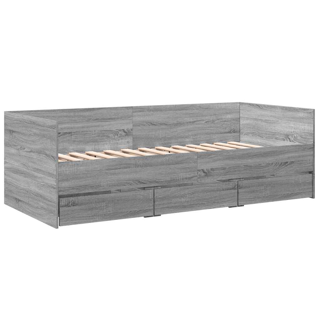 Dnevni krevet s ladicama bez madraca siva boja hrasta 90x200 cm