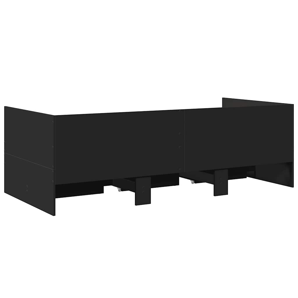 Dnevni krevet s ladicama bez madraca crni 75x190 cm
