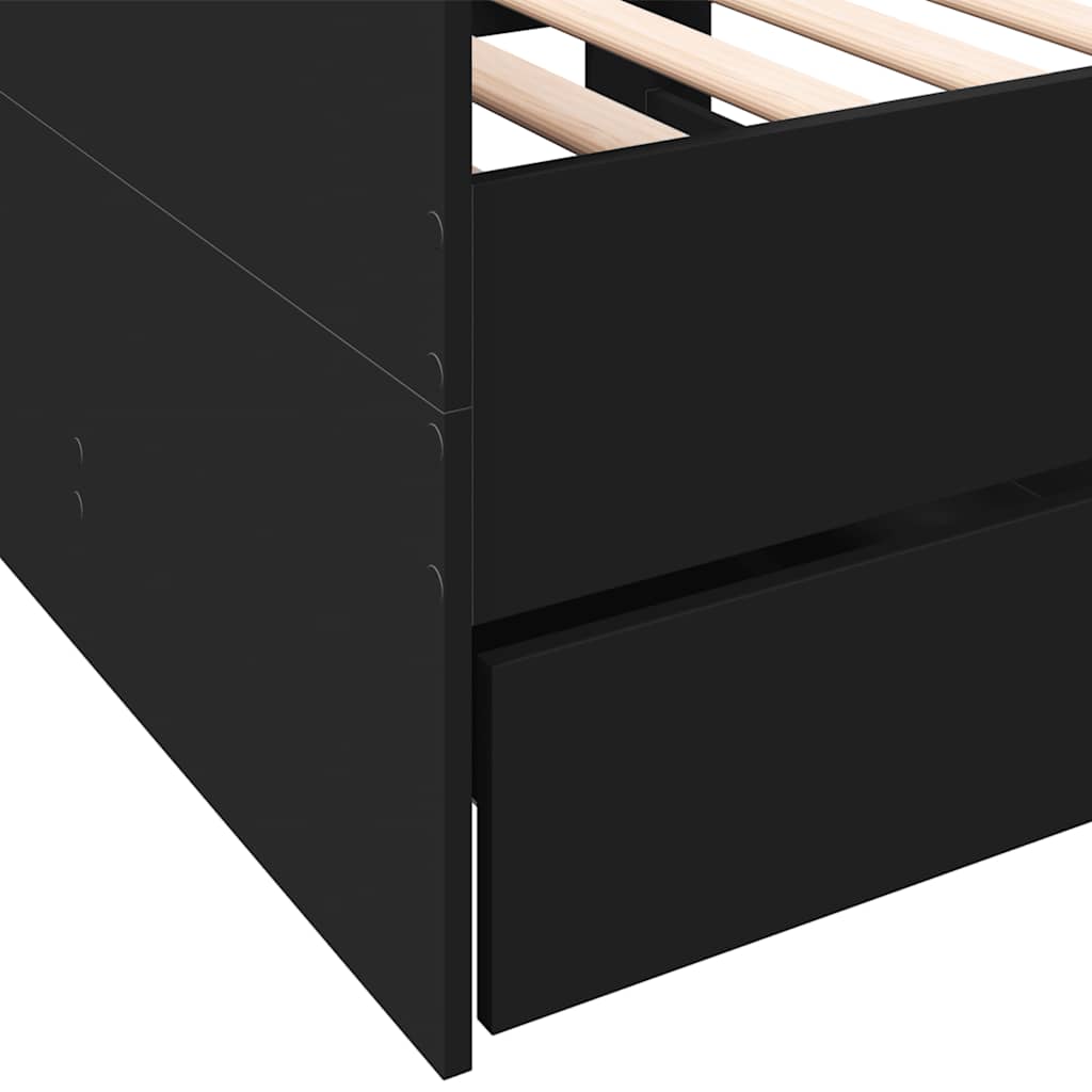 Dnevni krevet s ladicama bez madraca crni 75x190 cm