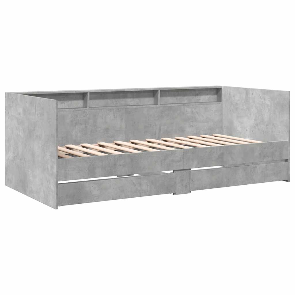 Dnevni krevet s ladicama bez madraca siva boja betona 100x200cm