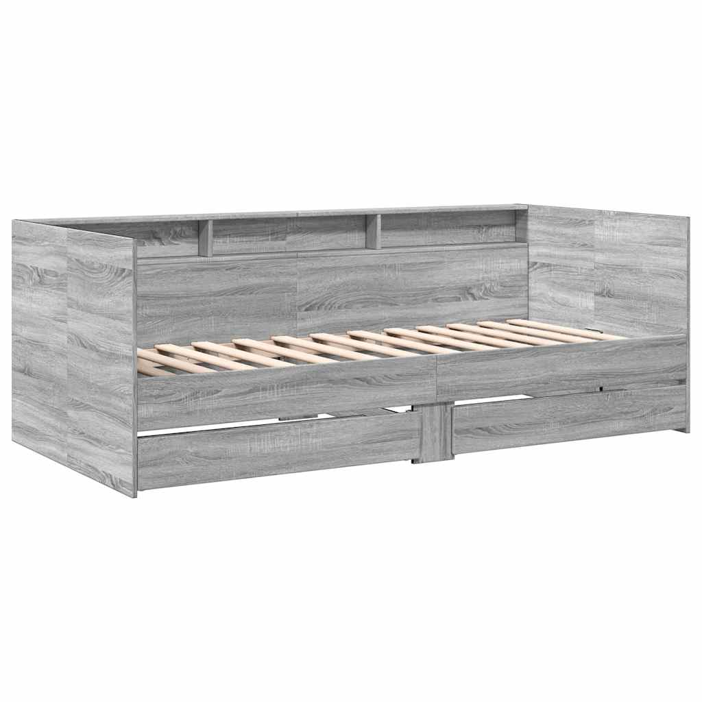 Dnevni krevet s ladicama bez madraca siva boja hrasta 90x200 cm