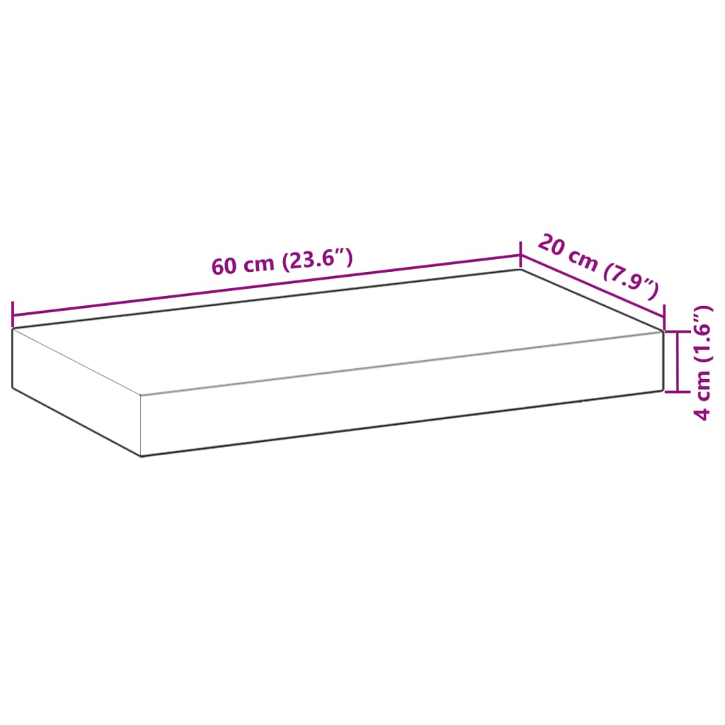 Plutajuće police 2 kom 60x20x4 cm Masivno drvo akacije s uljnim premazom