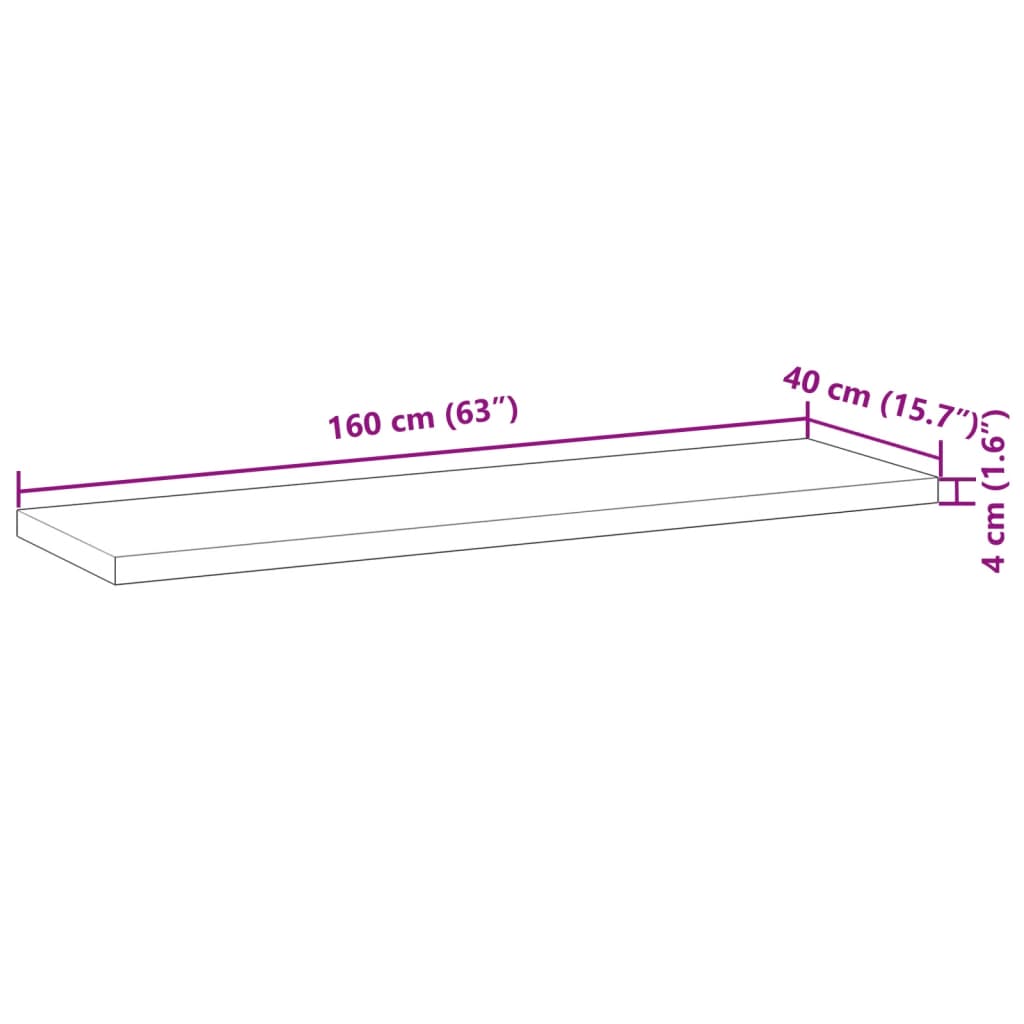 Površina za umivaonik neobrađena 160x40x4 cm od drva bagrema