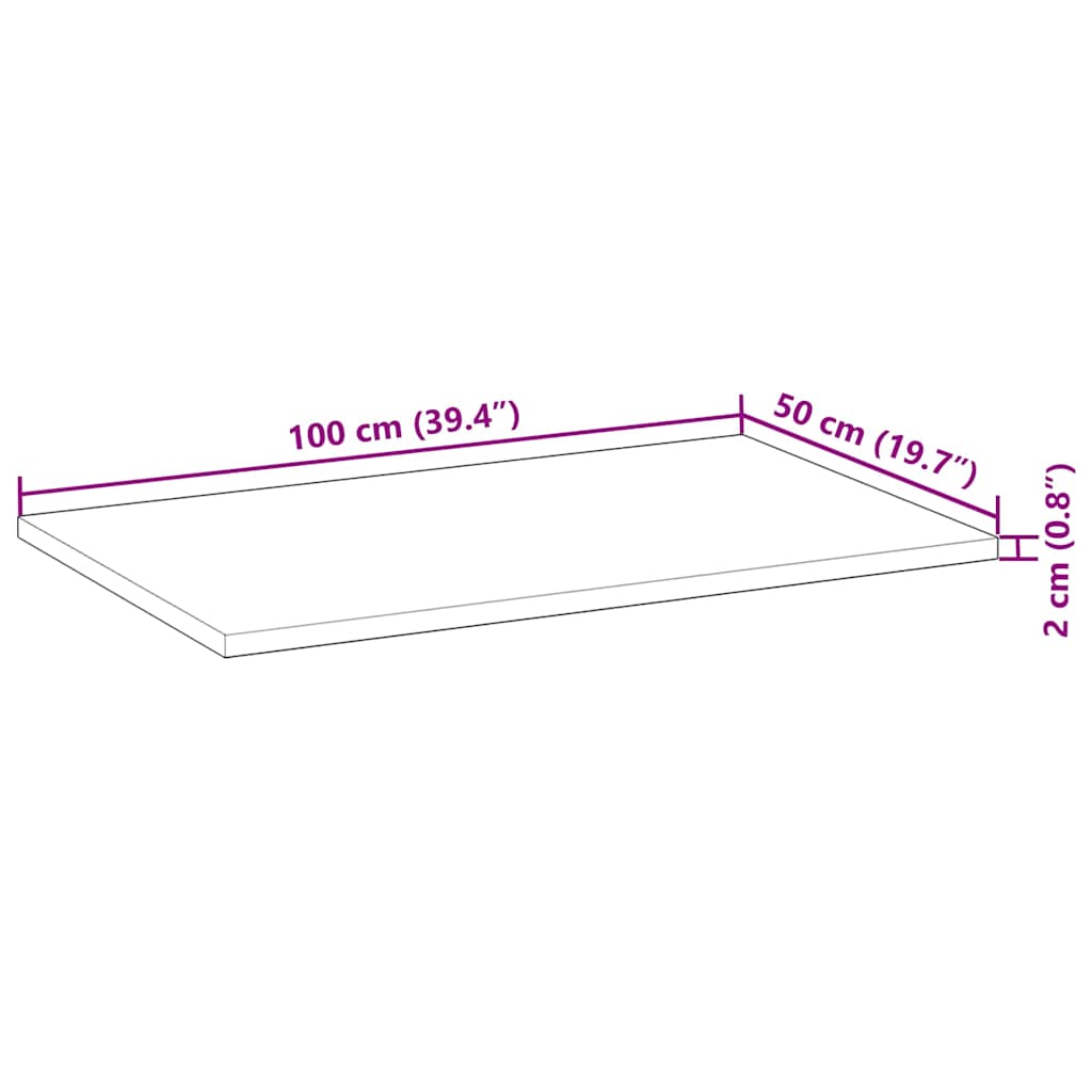 Ploča za radni stol neobrađena 100x50x2 cm od bagremovog drva