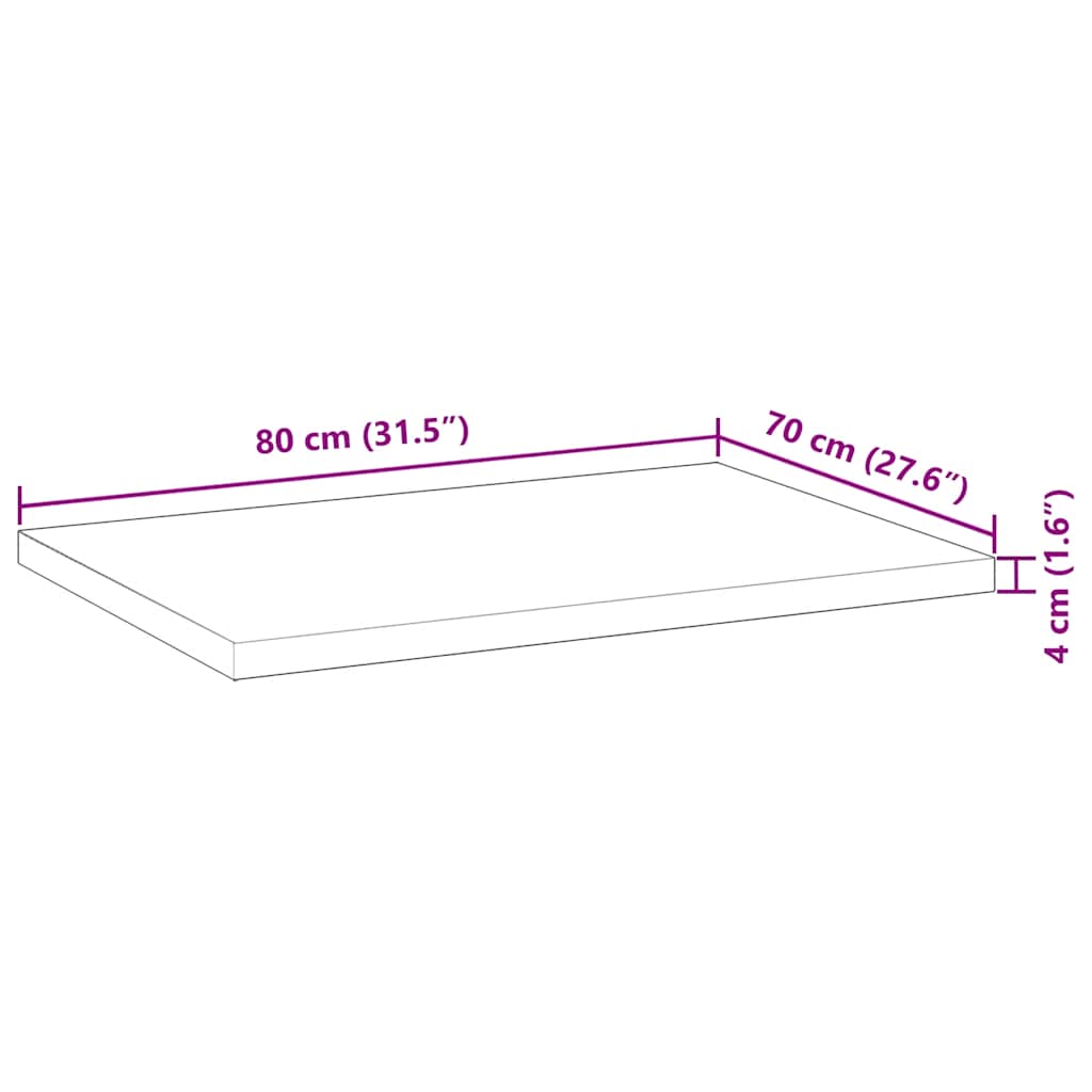 Ploča za radni stol neobrađena 80x70x4 cm od bagremovog drva