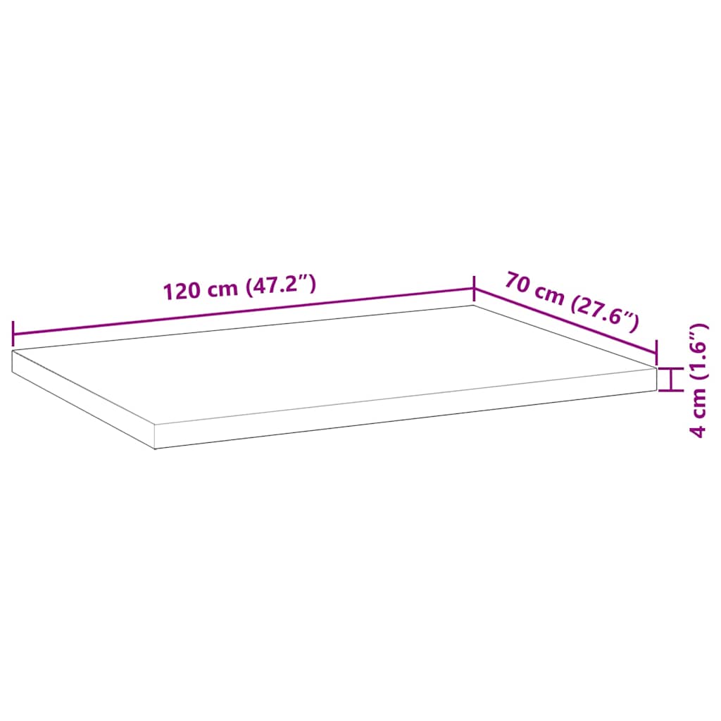 Ploča za radni stol neobrađena 120x70x4 cm od bagremovog drva