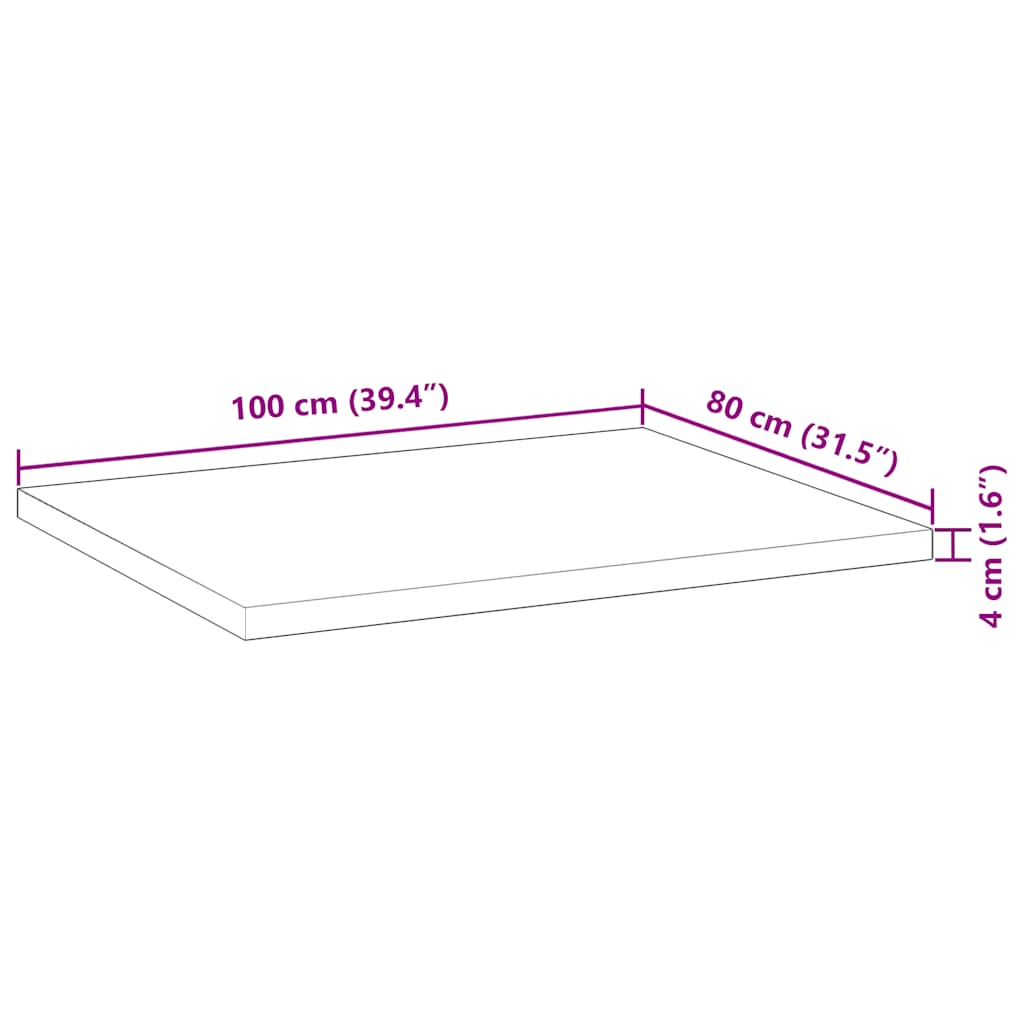 Ploča za radni stol s uljnim premazom 100x80x4 cm drvo bagrema