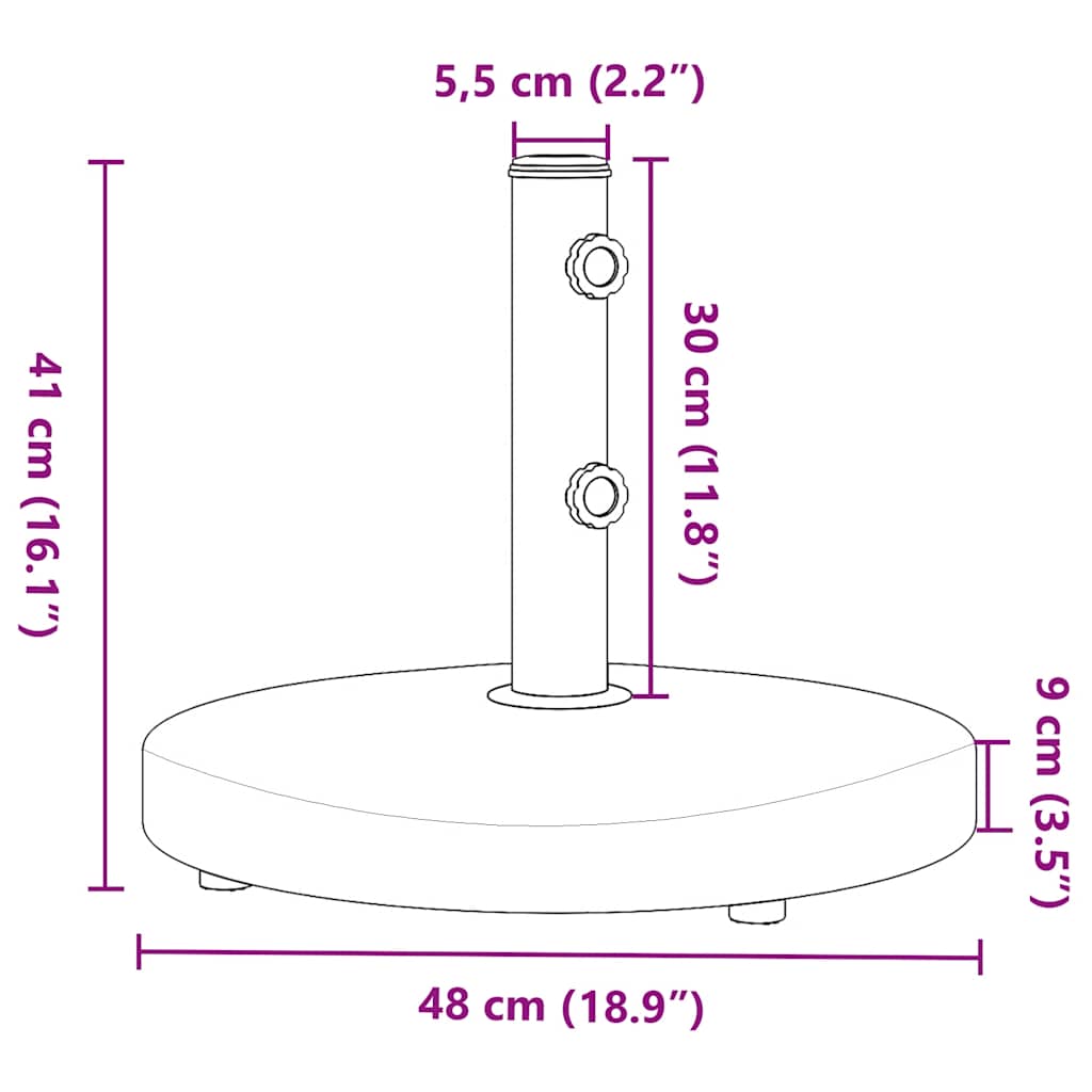 Baza suncobrana za stupove Ø 32/38/48 mm 25 kg okrugla