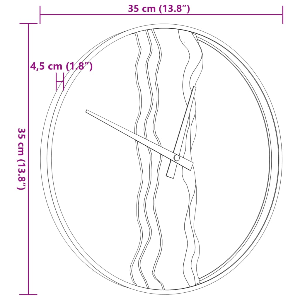 Zidni sat smeđi Ø 35 cm od željeza i hrastovo drvo