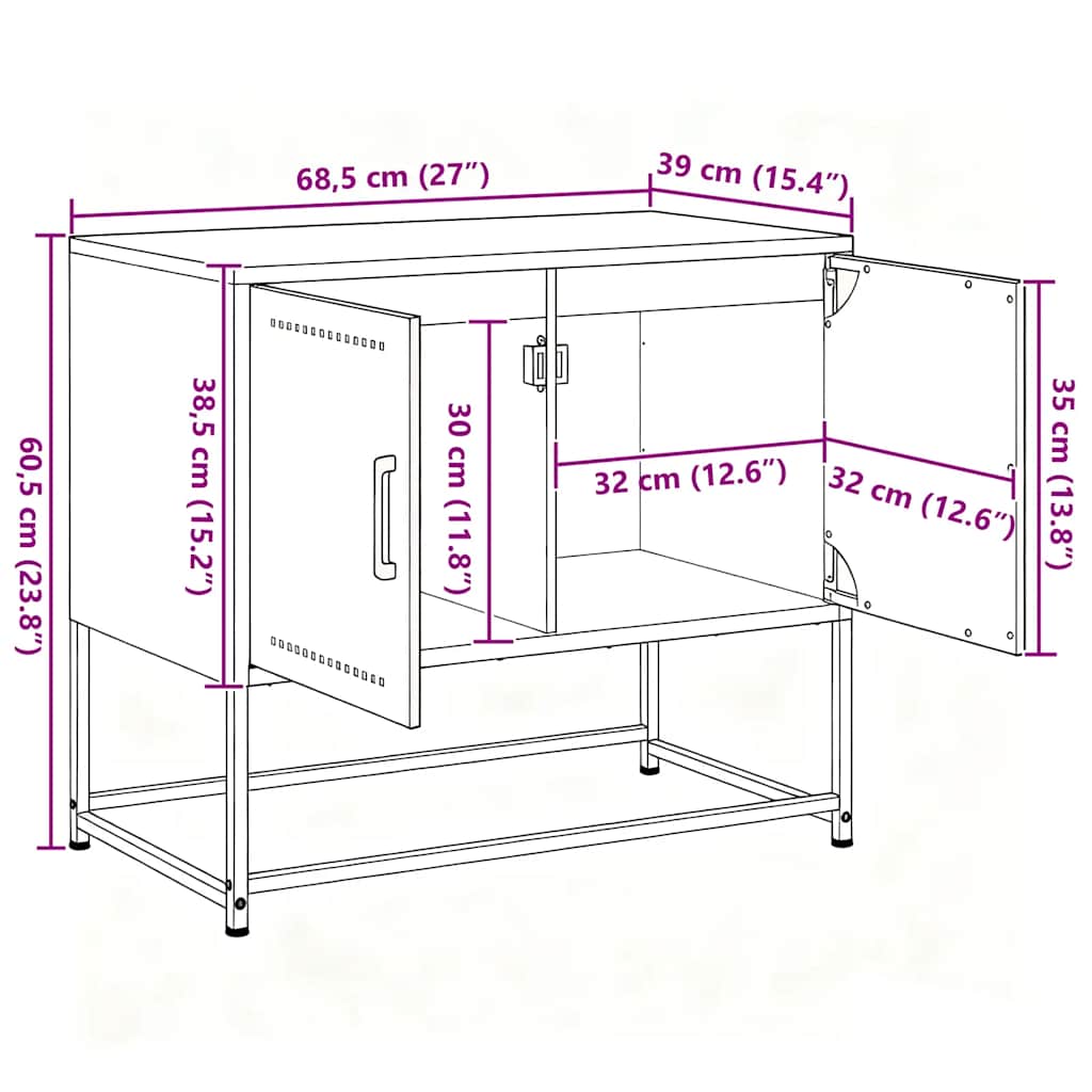 TV ormarić maslinasti 68,5 x 39 x 60,5 cm čelični