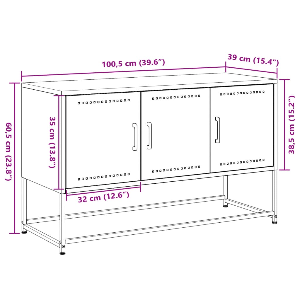 TV ormarić crni 100,5x39x60,5 cm čelični