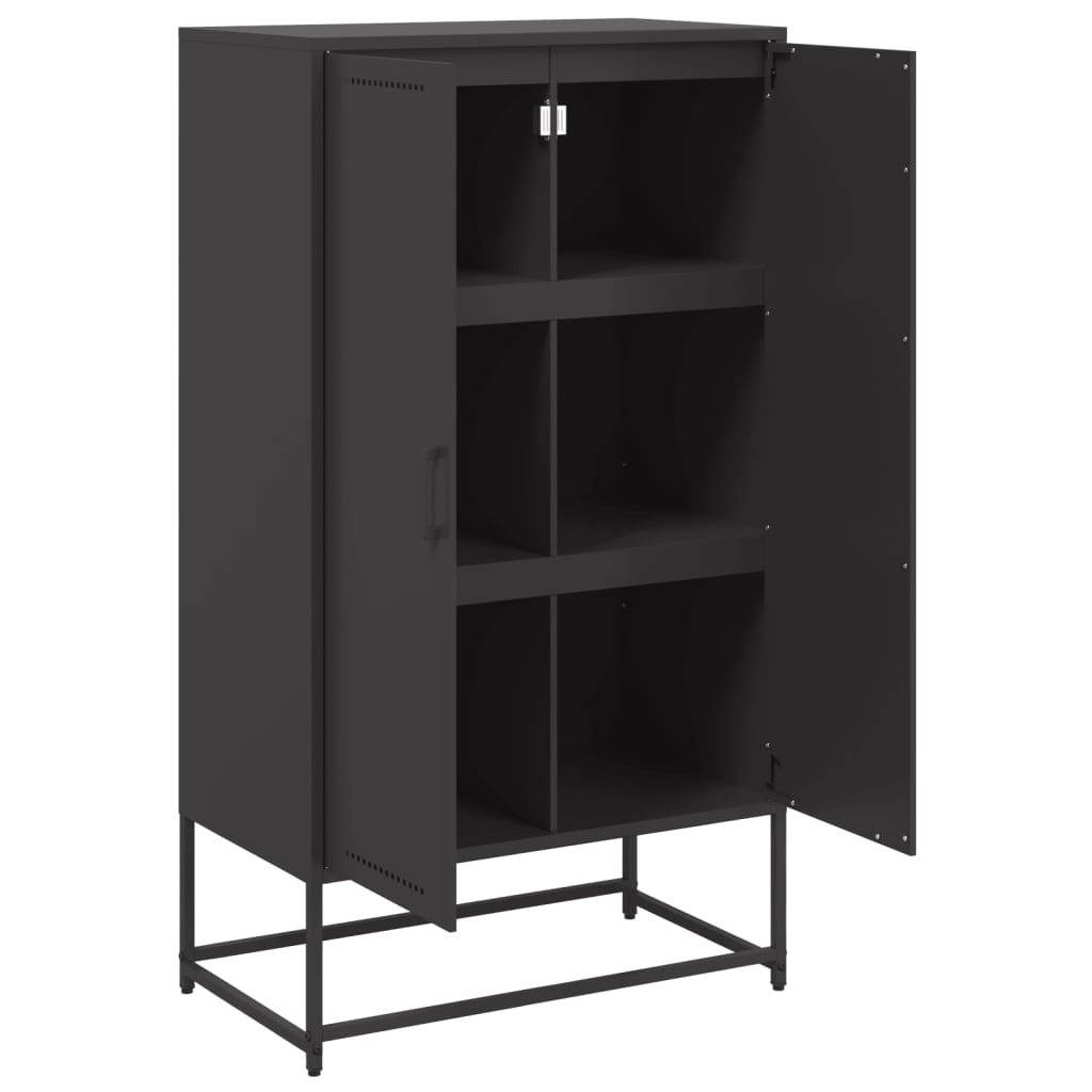 Visoka komoda crna 68,5 x 38,5 x 123,5 cm čelična