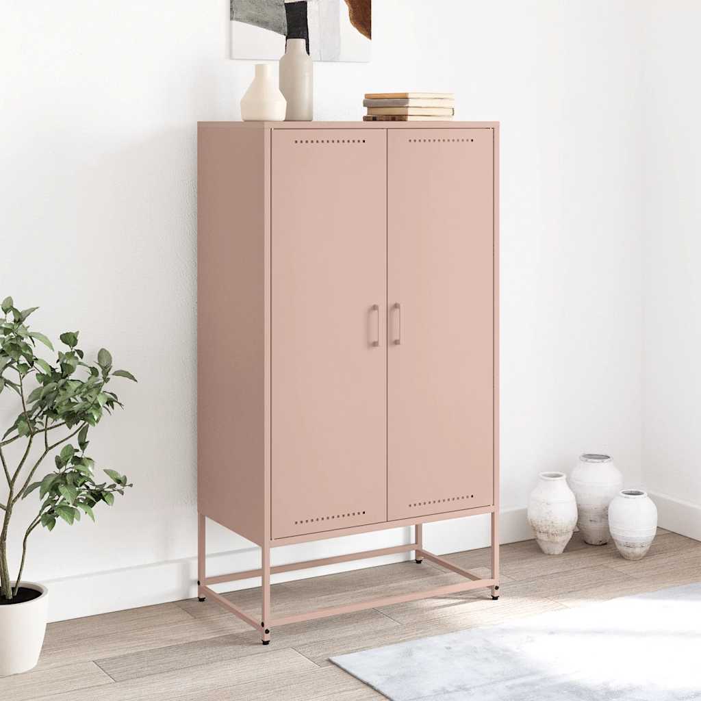 Visoka komoda ružičasta 68,5 x 38,5 x 123,5 cm čelična