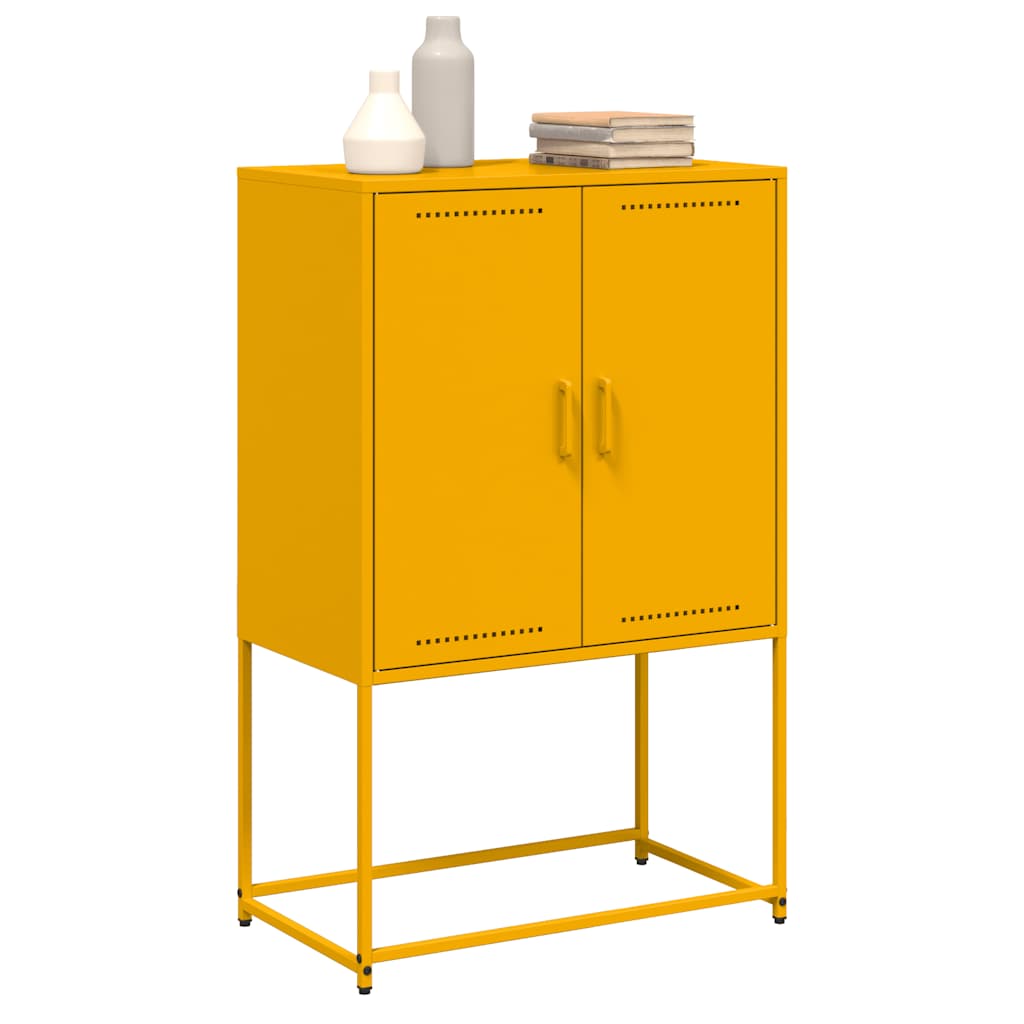 Visoka komoda boja senfa 68,5x38,5x107 cm čelična