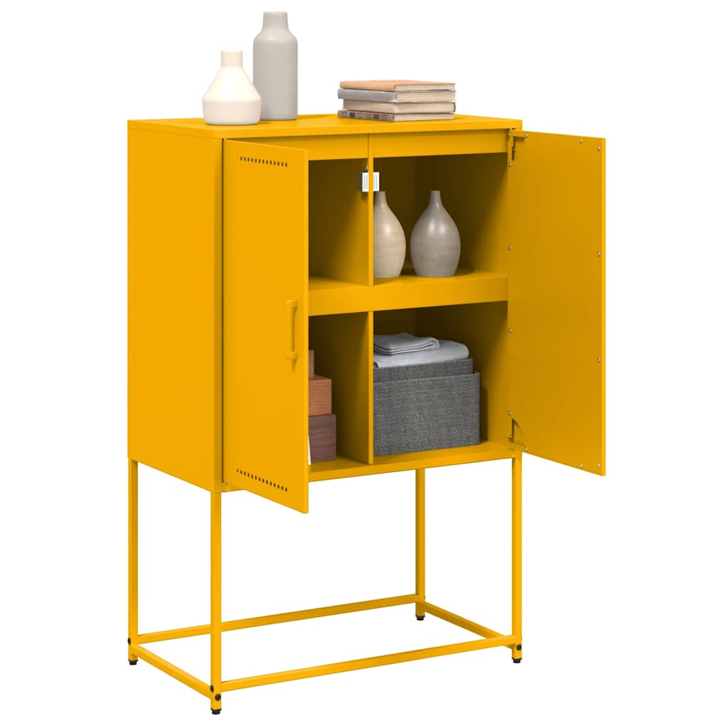 Visoka komoda boja senfa 68,5x38,5x107 cm čelična