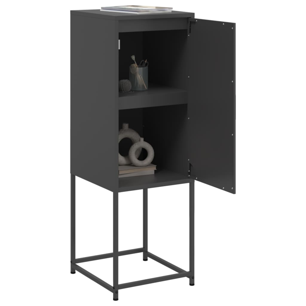 Visoka komoda crna 36x39x107 cm čelična