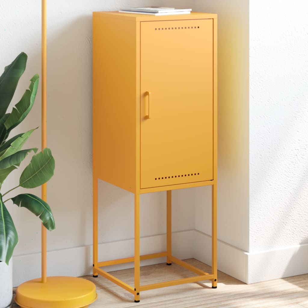 Visoka komoda boja senfa 36 x 39 x 107 cm čelična