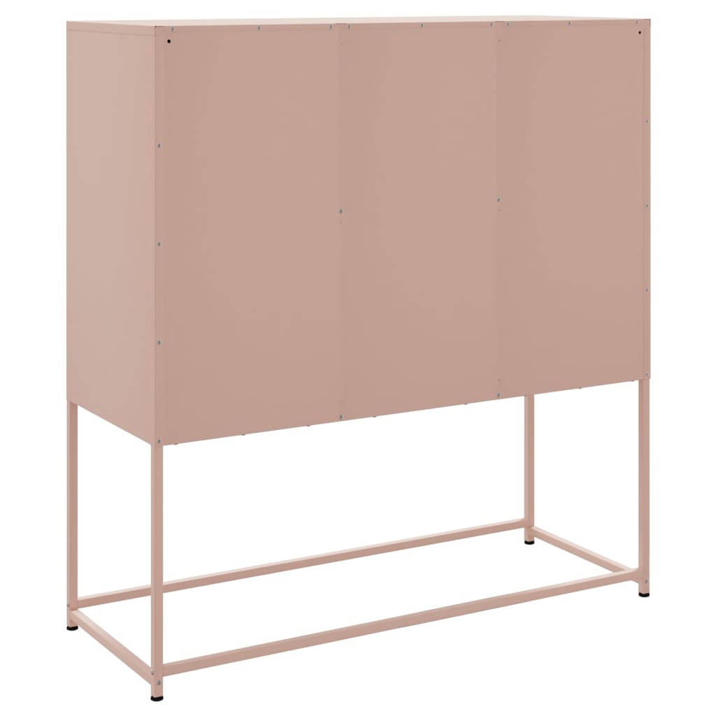 Visoka komoda ružičasta 100,5x39x107 cm čelična