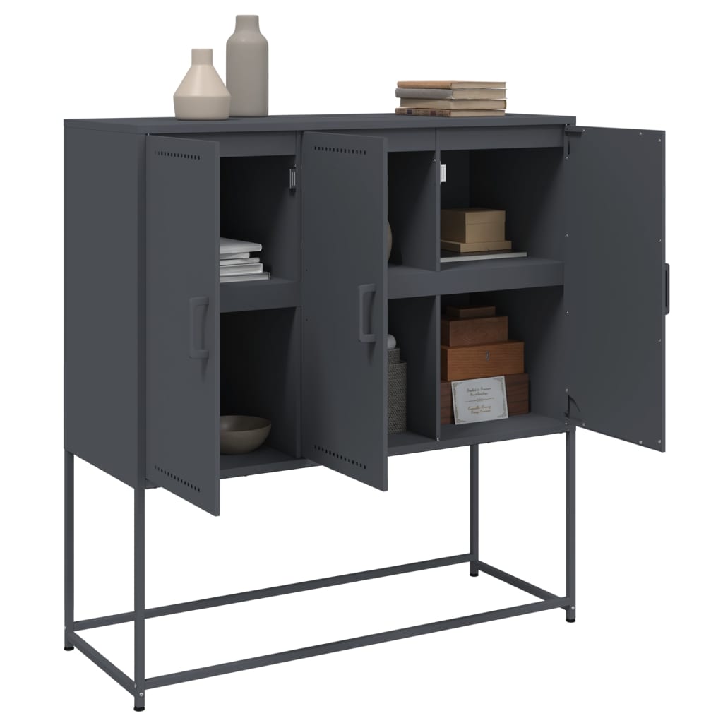 Visoka komoda antracit 100,5 x 39 x 107 cm čelična