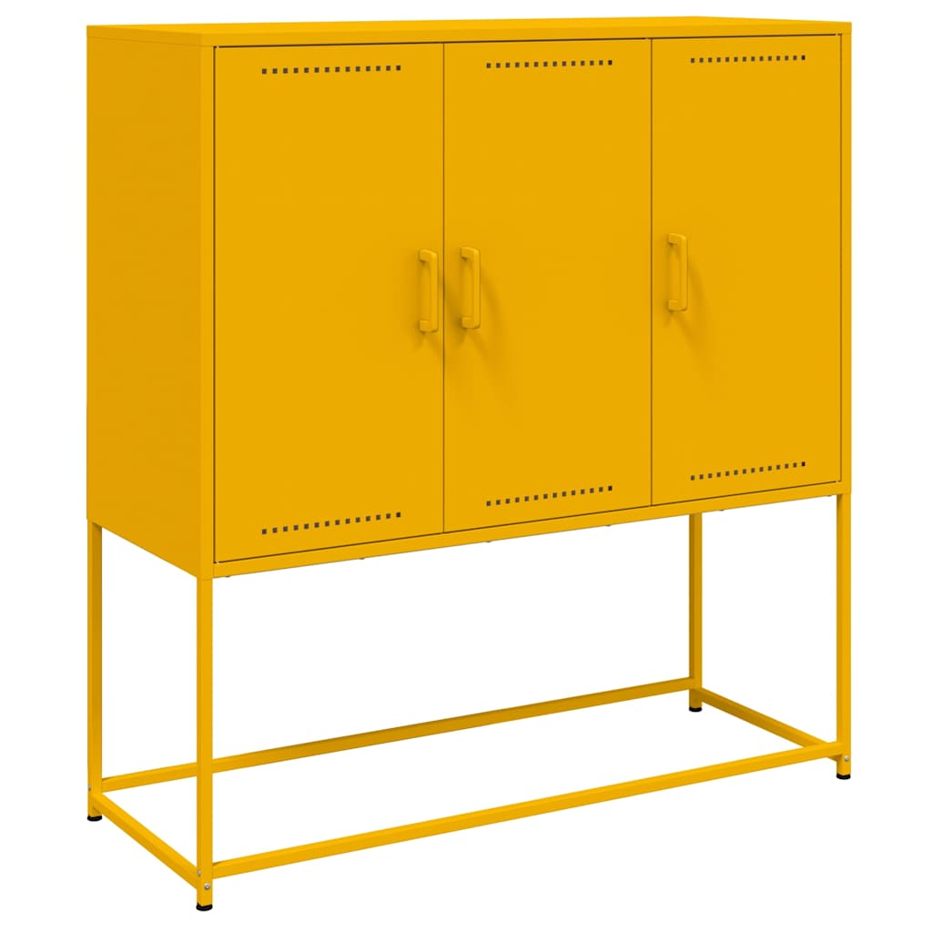 Visoka komoda boja senfa 100,5 x 39 x 107 cm čelična