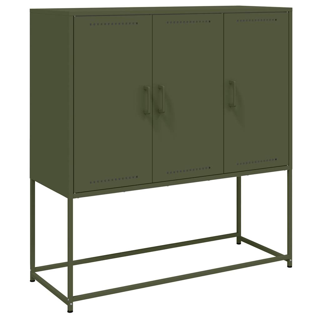 Visoka komoda maslinastozeleni 100,5x39x107 cm čelična