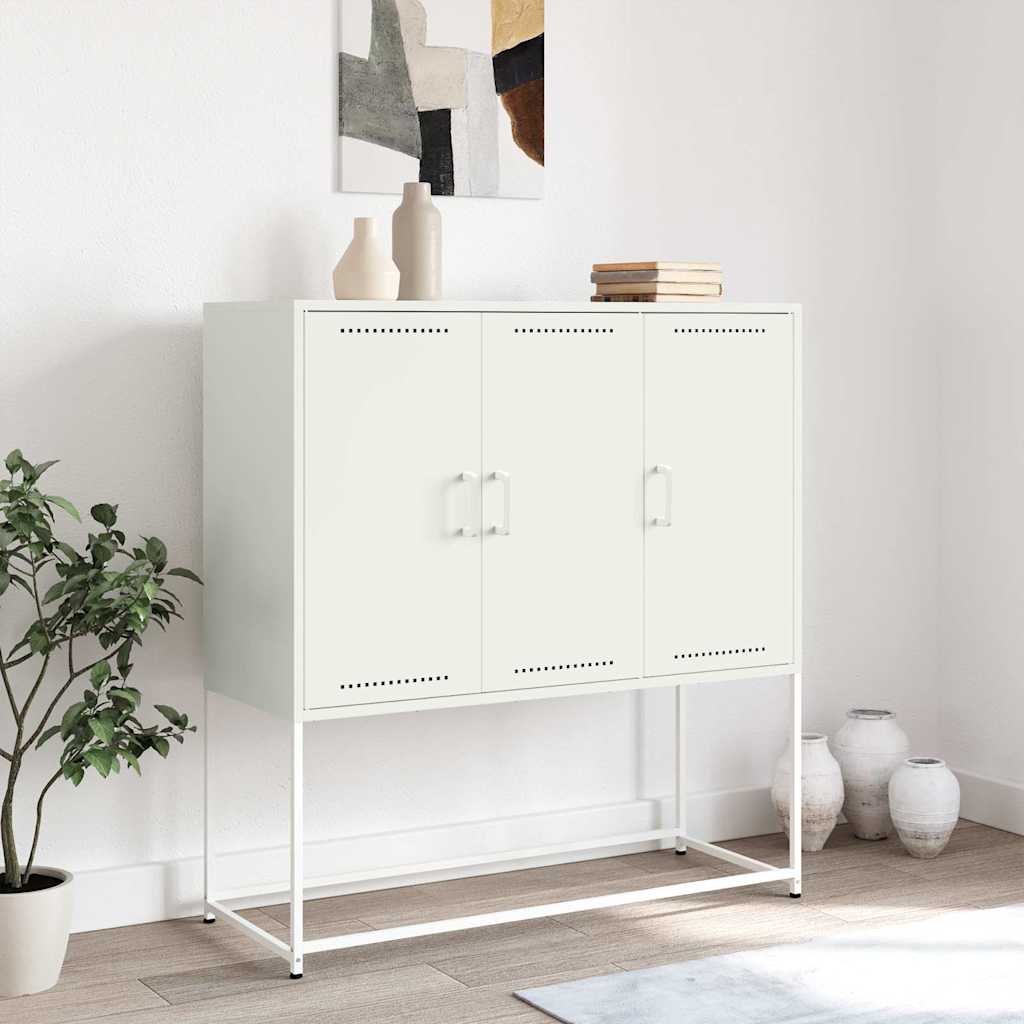 Visoka komoda bijela 100,5x39x107 cm čelična