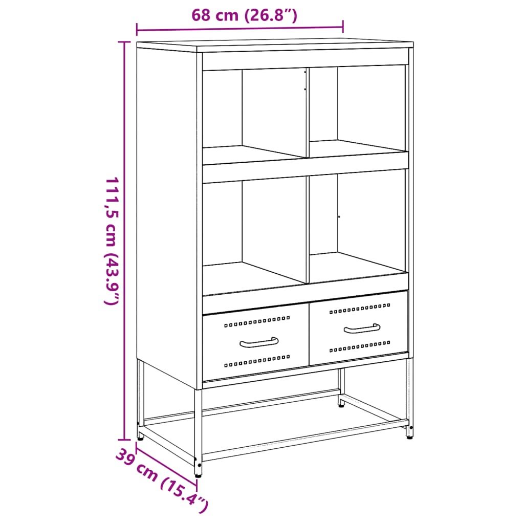 Visoka komoda maslinastozeleni 67 x 39 x 111,5 cm od čelika