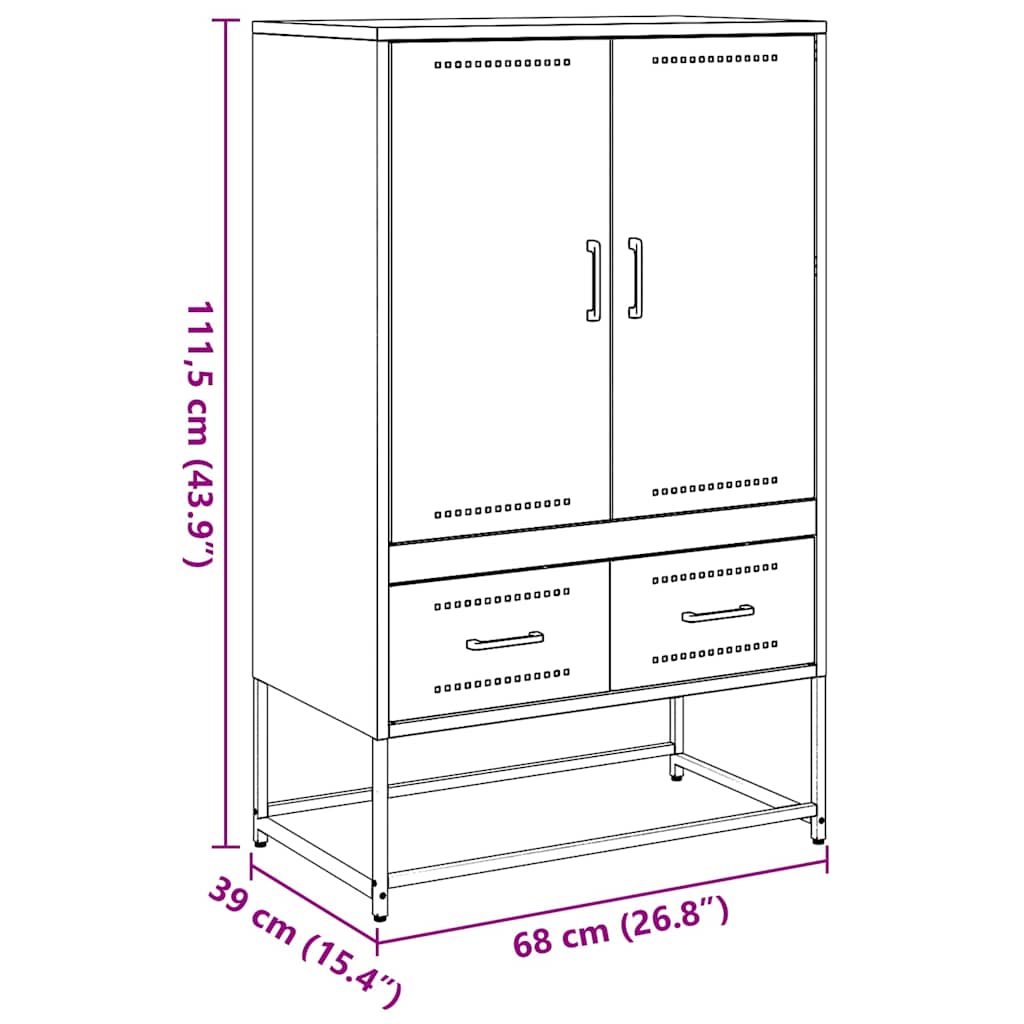 Visoka komoda bijela 68x39x111,5 cm od čelika