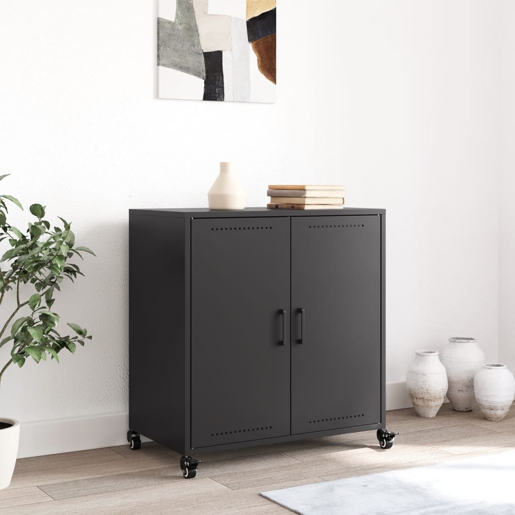 Komoda crna 68x39x72 cm čelična
