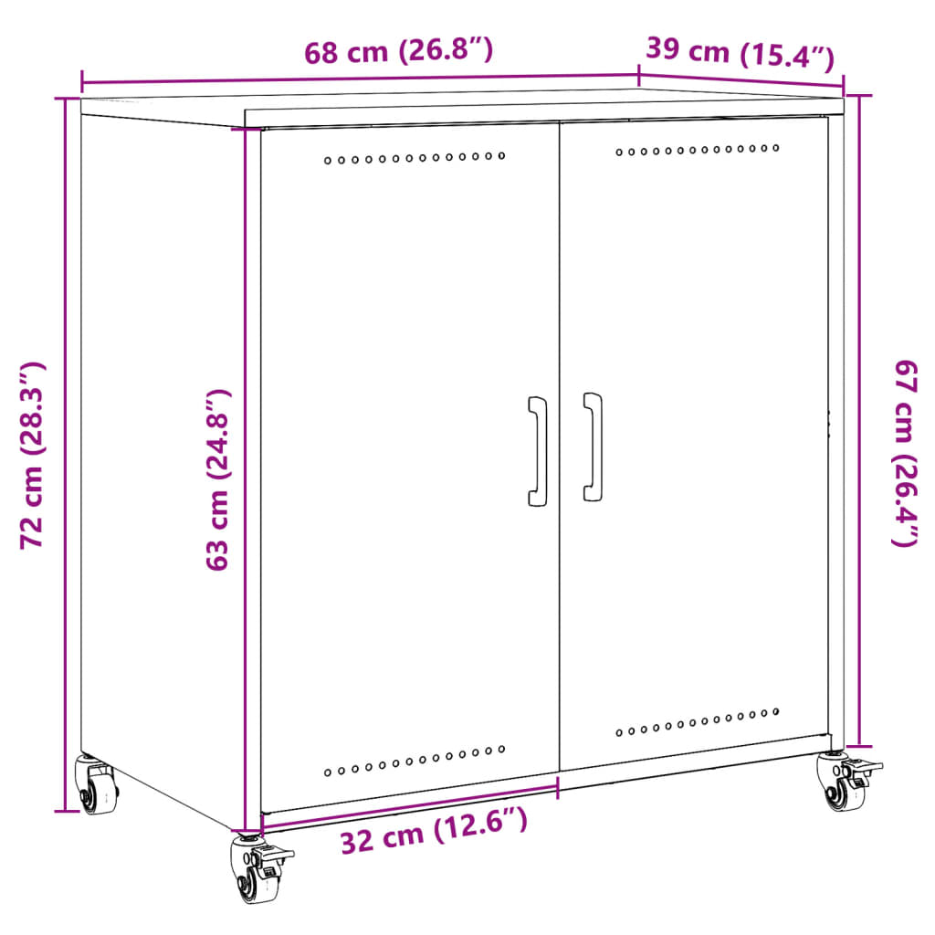 Komoda crna 68x39x72 cm čelična