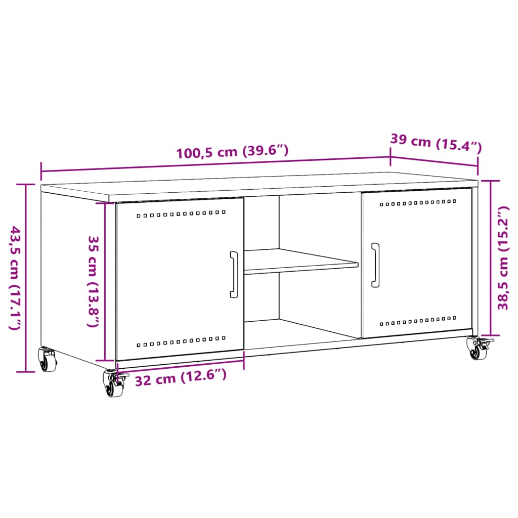 TV ormarić crni 100,5x39x43,5 cm čelik