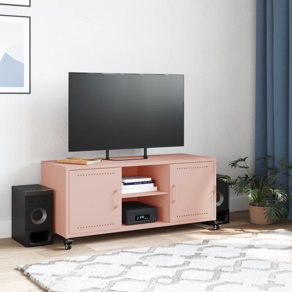 TV ormarić ružičasti 100,5 x 39 x 43,5 cm čelik